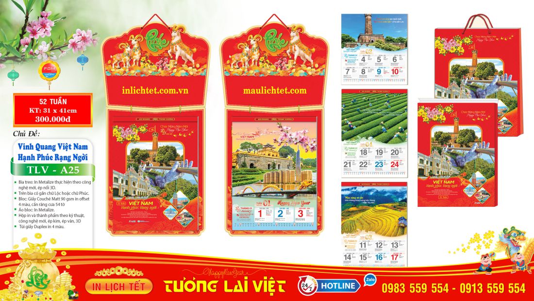 Bloc 52 tuần Bìa Treo Chữ Nổi