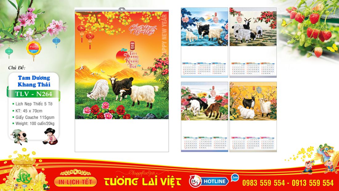 Lịch 5 tờ Con Giáp Tài Lộc