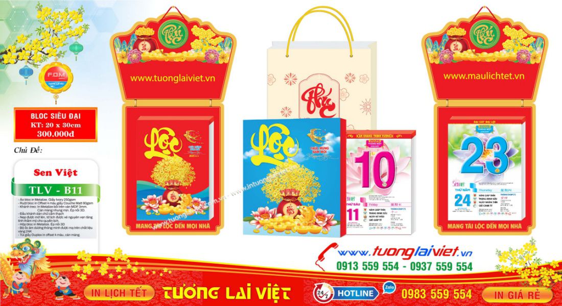 Mẫu Lịch Bloc Chữ Phúc Cẩm Thạch