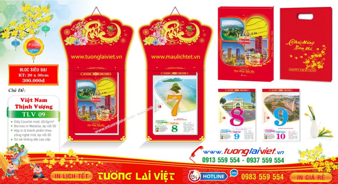 Mẫu Lịch Bloc Chữ Phúc