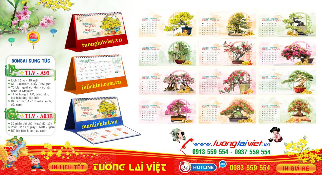 Mẫu Lịch Để Bàn Bon Sai