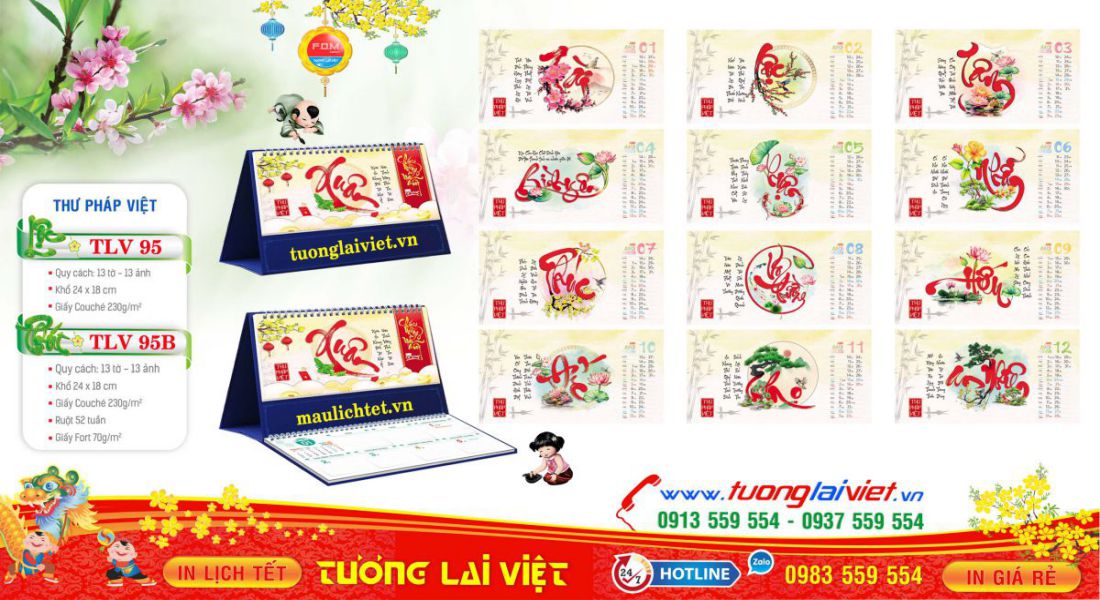 Mẫu Lịch Để Chữ Thư Pháp