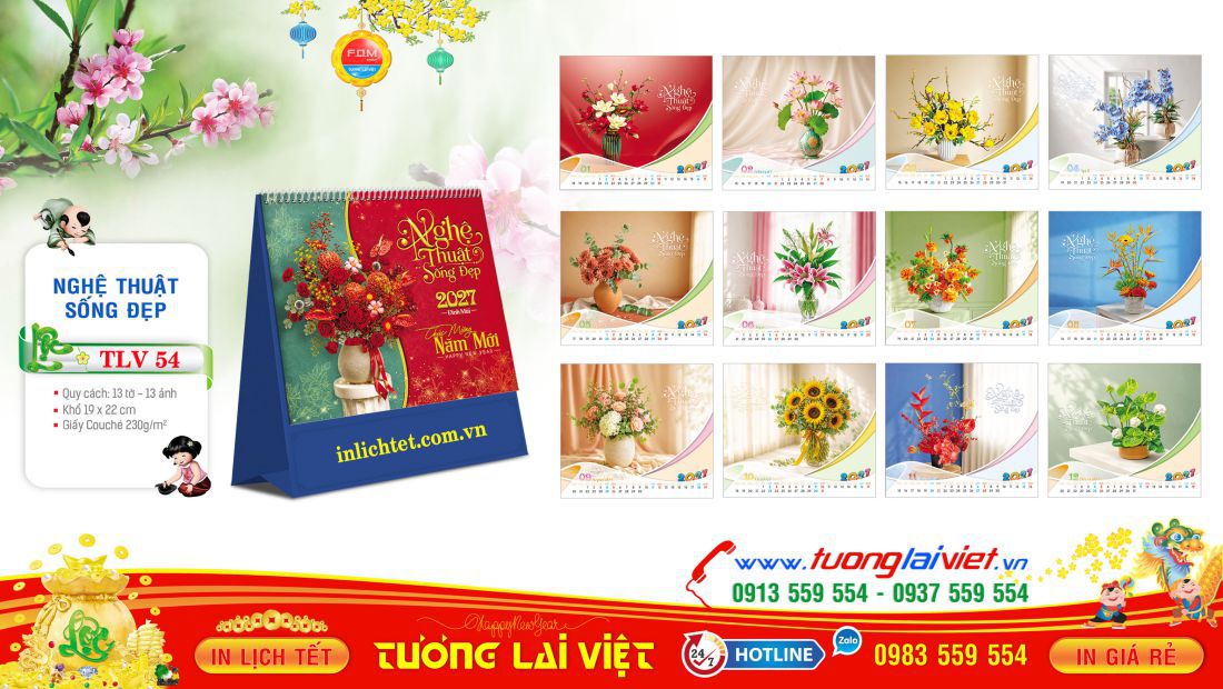 Mẫu lịch bàn đứng Nghệ Thuật Sống
