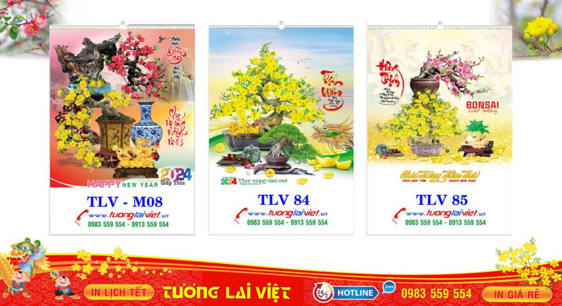 Mẫu Lịch Tết Bonsai